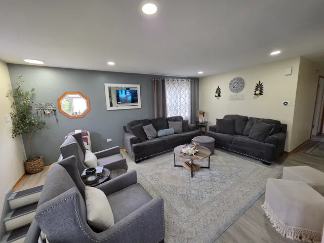 a living room with furniture