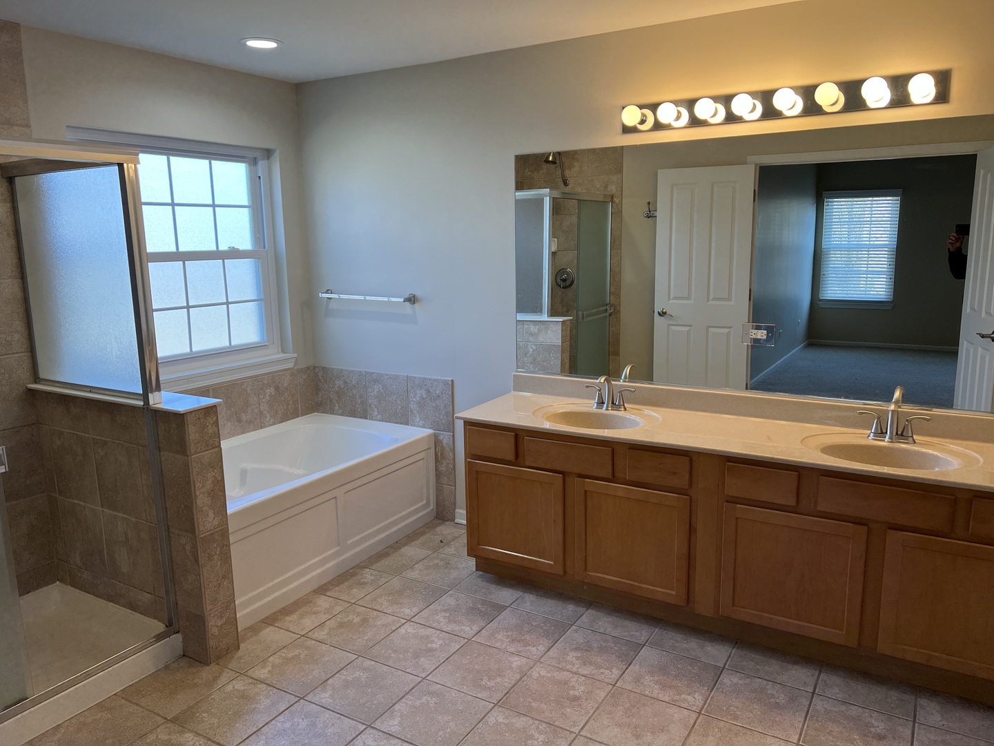 26112 Mapleview Drive Plainfield, IL 60585 - Photo 13 of 28 a bathroom with a tub sink and mirror