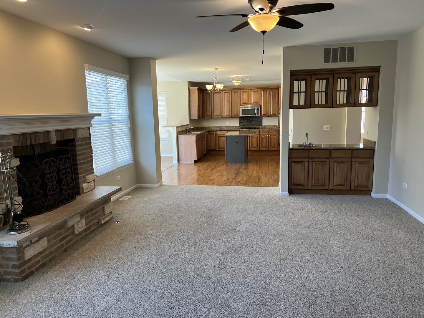 26112 Mapleview Drive Plainfield, IL 60585 - Photo 7 of 28 a view of an empty room with a fireplace and a window