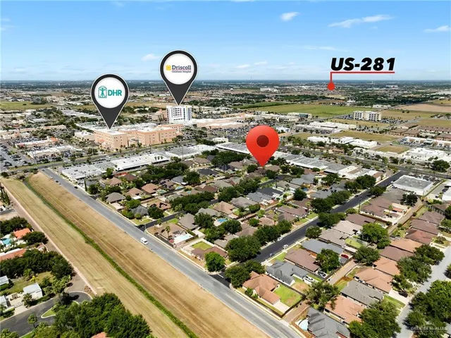 a view of a and sign