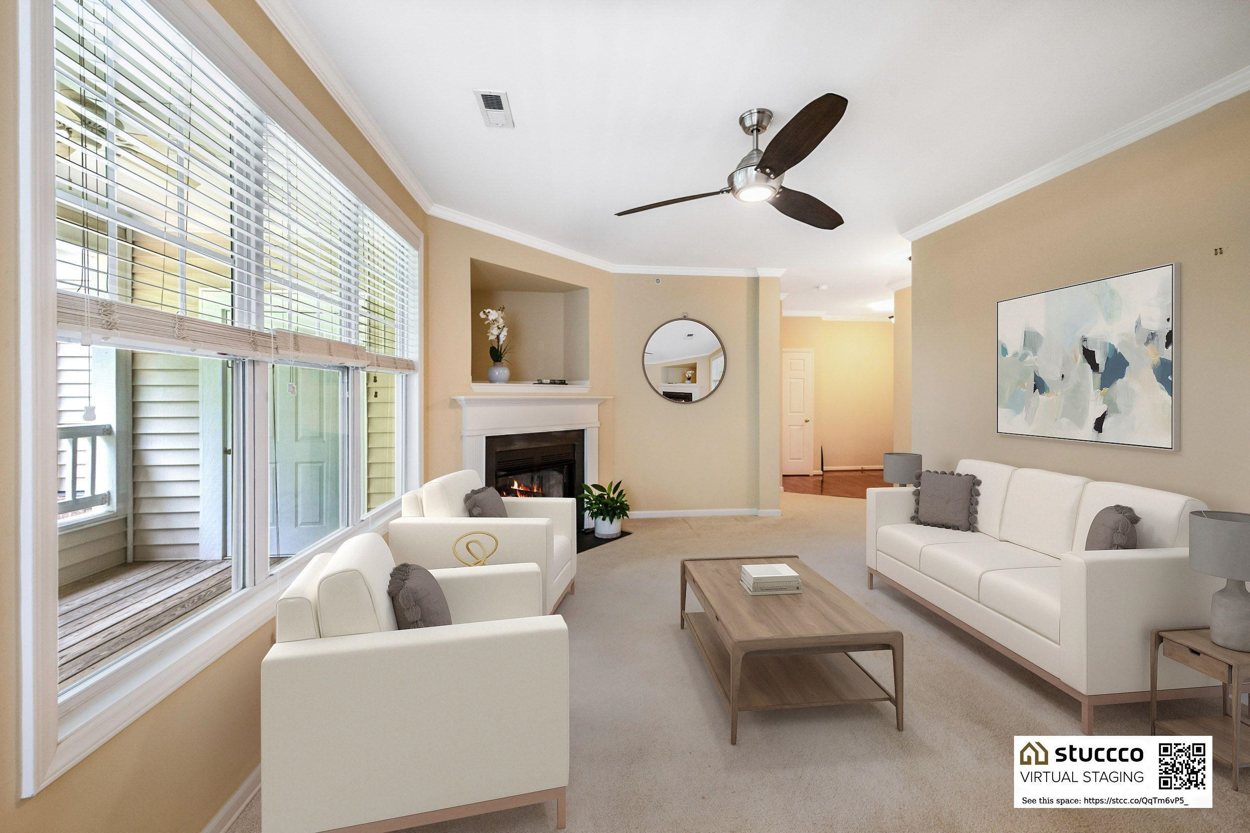 8041 Allyns Landing Way, Unit 302 Raleigh, NC 27615 - Photo 1 of 31 Sunny Great Room with Gas Log Fireplace