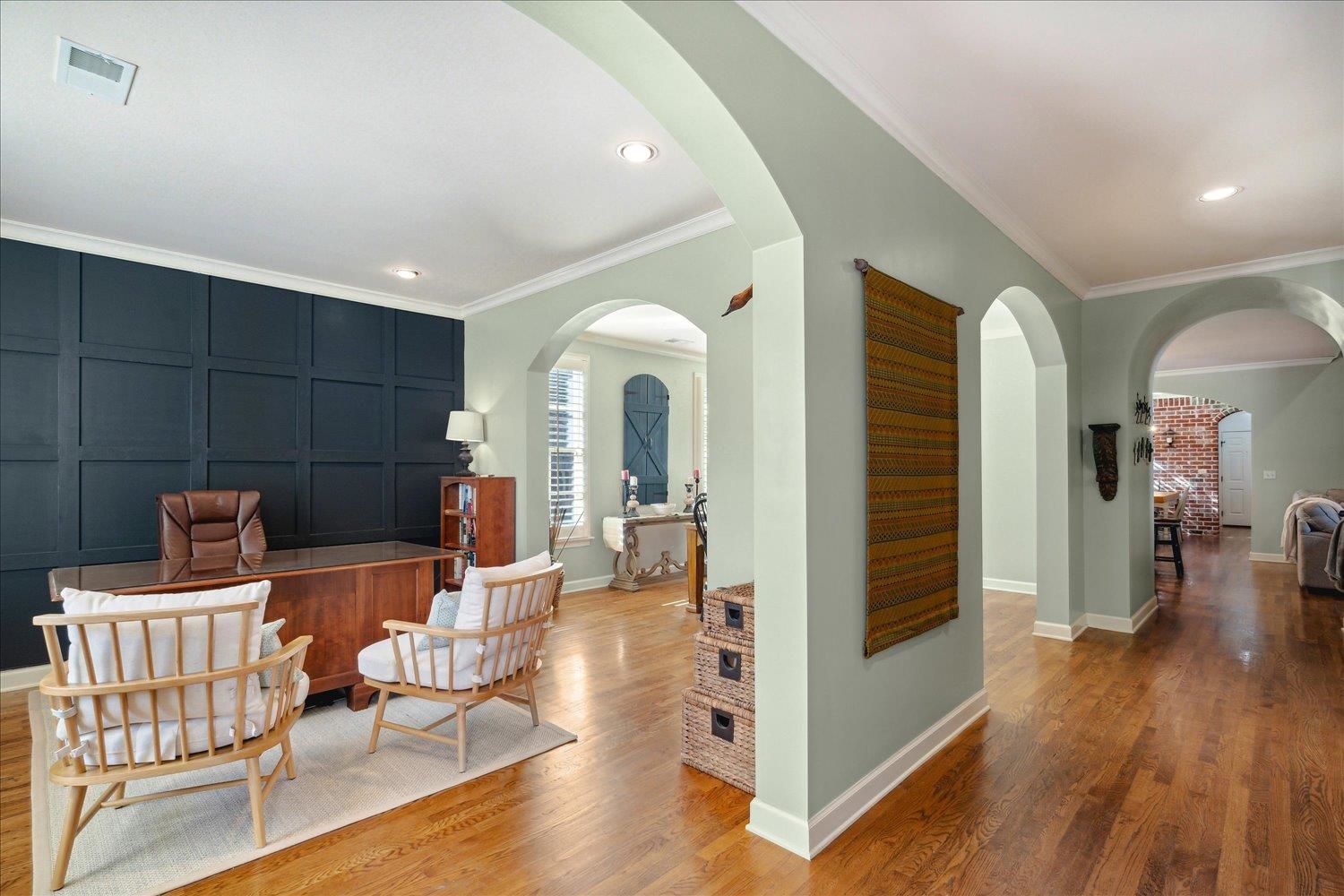 307 Colbert Street West Collierville, TN 38017 - Photo 6 of 34 Living area featuring hardwood / wood-style flooring and crown molding