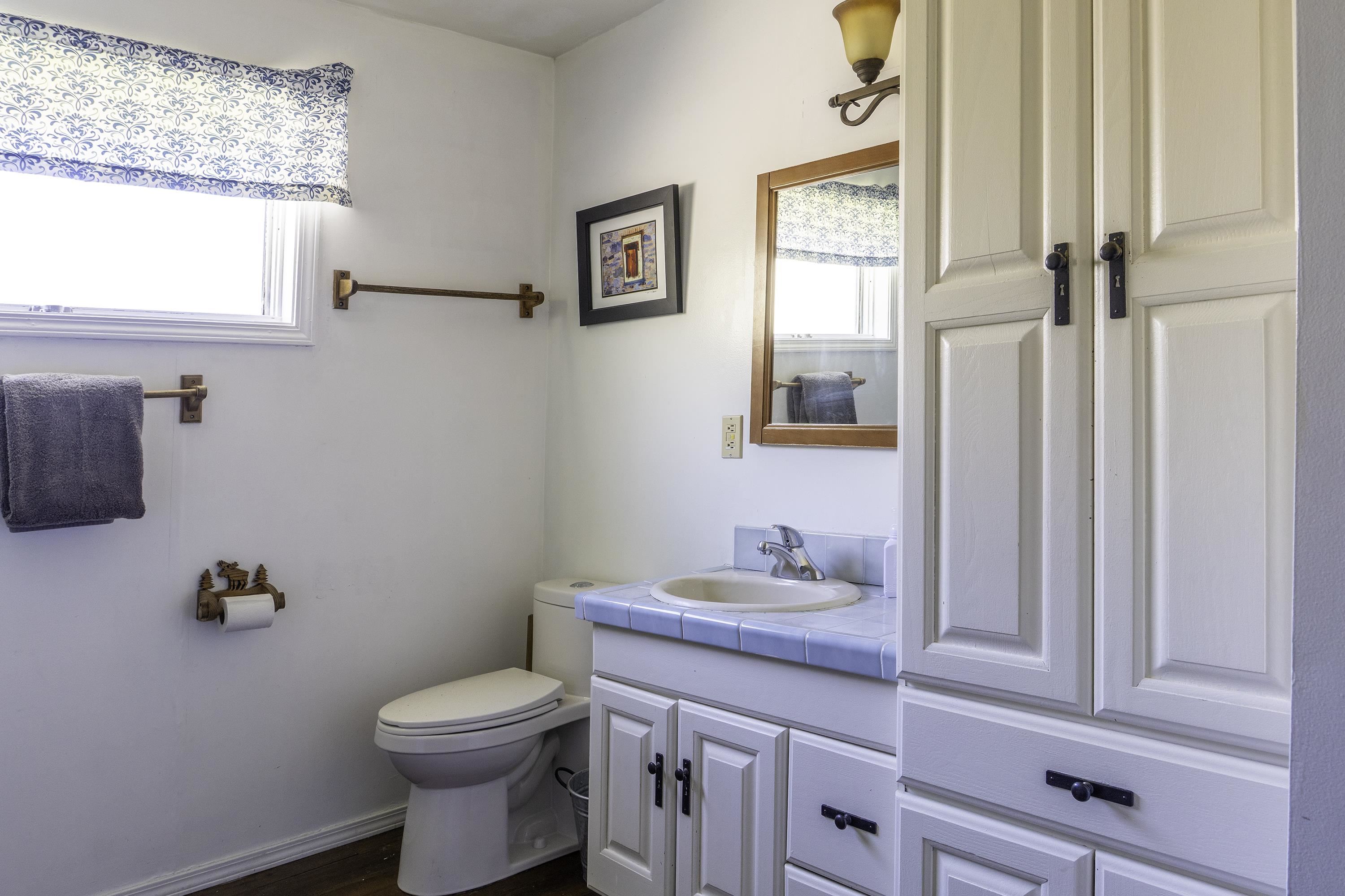 76 Alderman Street June Lake, CA 93529 - Photo 13 of 38 Half bath with vanity and wood finished floors
