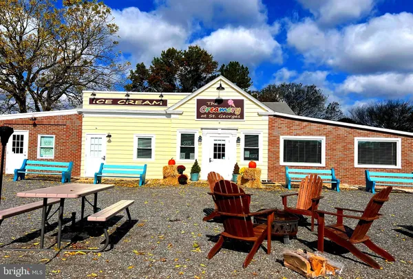 a view of a lake with a garden