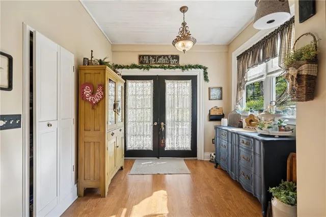 a view of hallway with washer and dryer