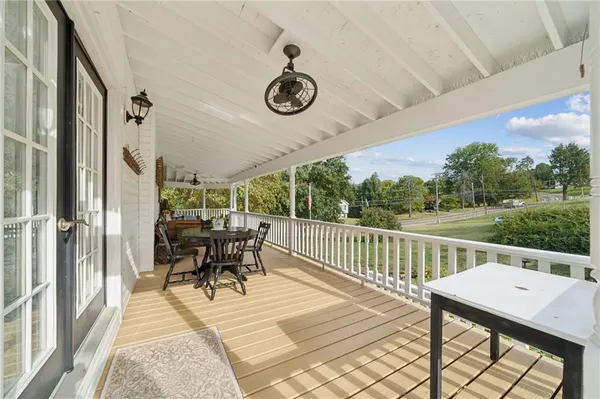 a view of a table and chairs in patio