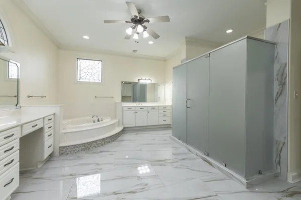 a bathroom with a shower