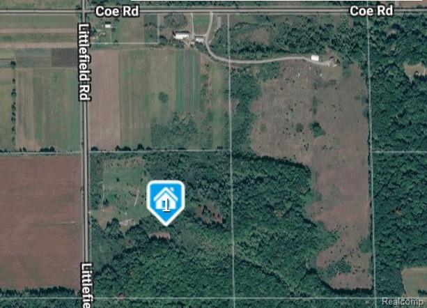11365 Littlefield Road Blanchard, MI 49310 - Photo 2 of 68 Satellite Map. Displaying the property's boundaries and surrounding geographical features