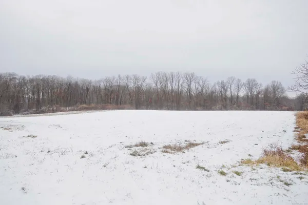 a view of a snow in the yard