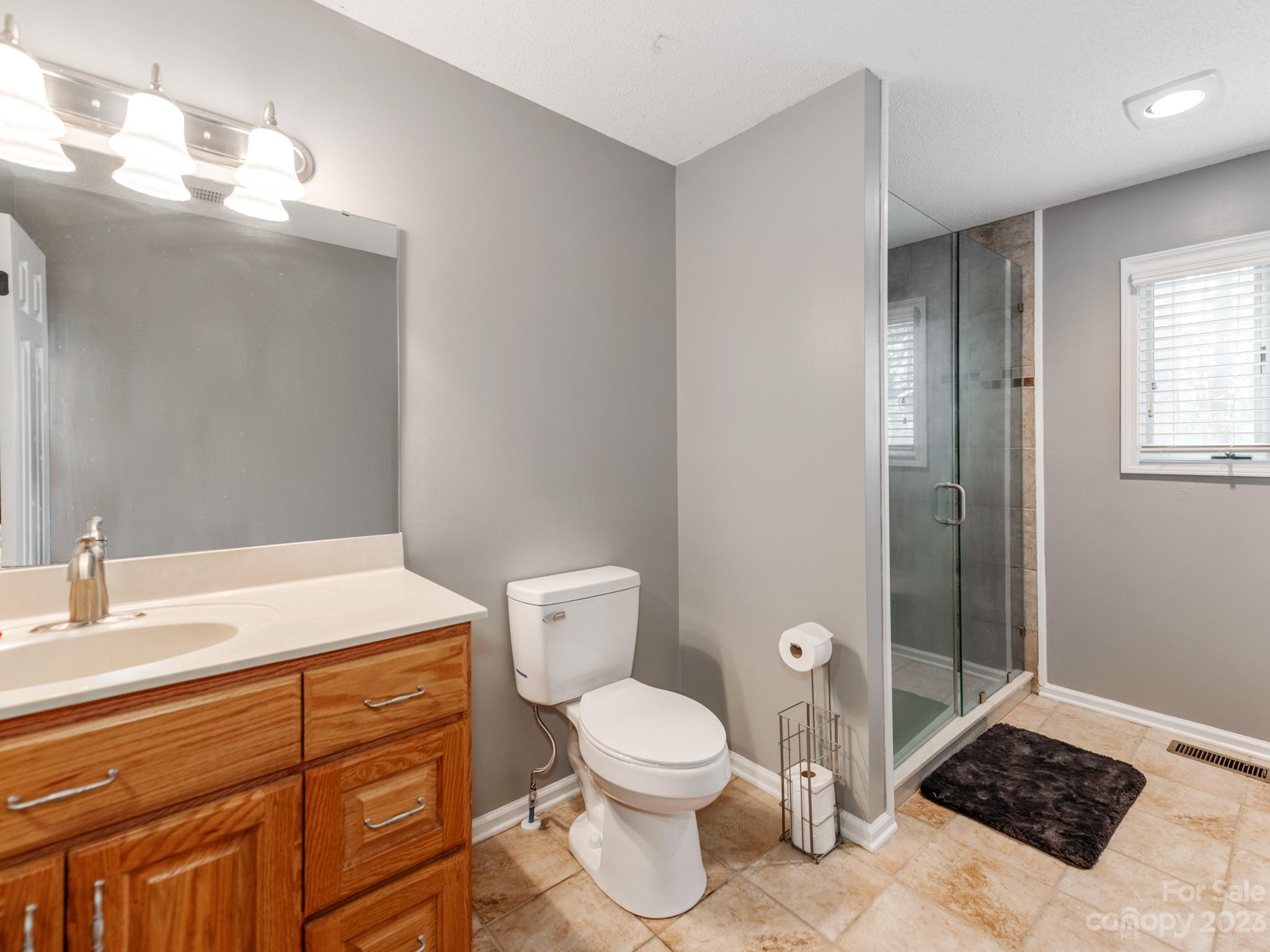 33702 Western Road Albemarle, NC 28001 - Photo 26 of 42 a bathroom with a sink a toilet a shower and a window