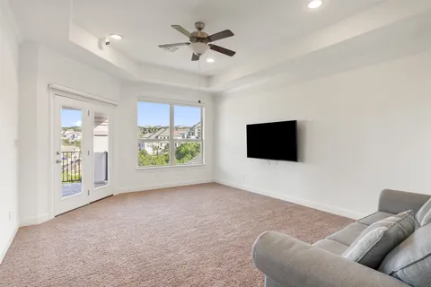 a balcony with furniture