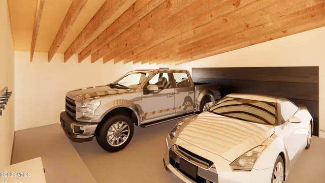 a view of a car in garage