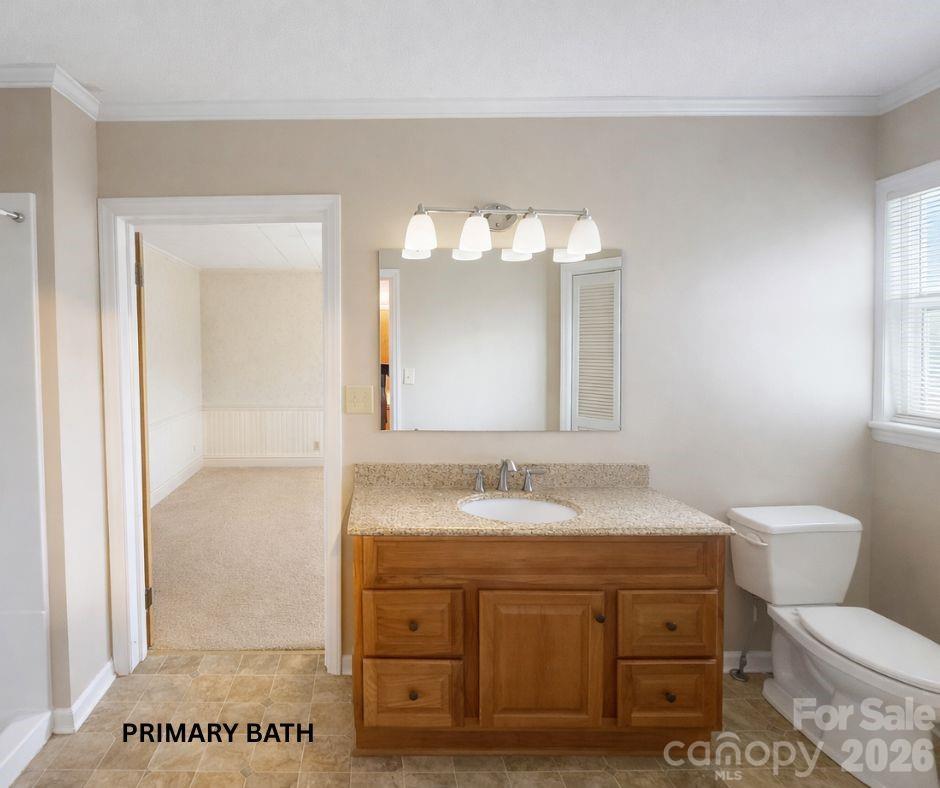 7362 Hull Road Cherryville, NC 28021 - Photo 11 of 22 a bathroom with a sink a toilet and a mirror
