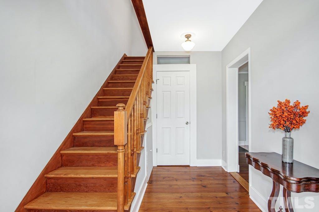 4610 Hall Road Rougemont, NC 27572 - Photo 7 of 43 a view of an entryway with wooden floor and a potted plant