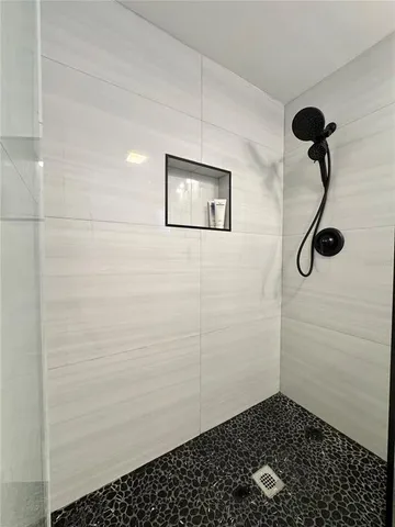 a bathroom with a shower