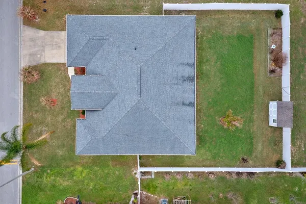 an aerial view of a house