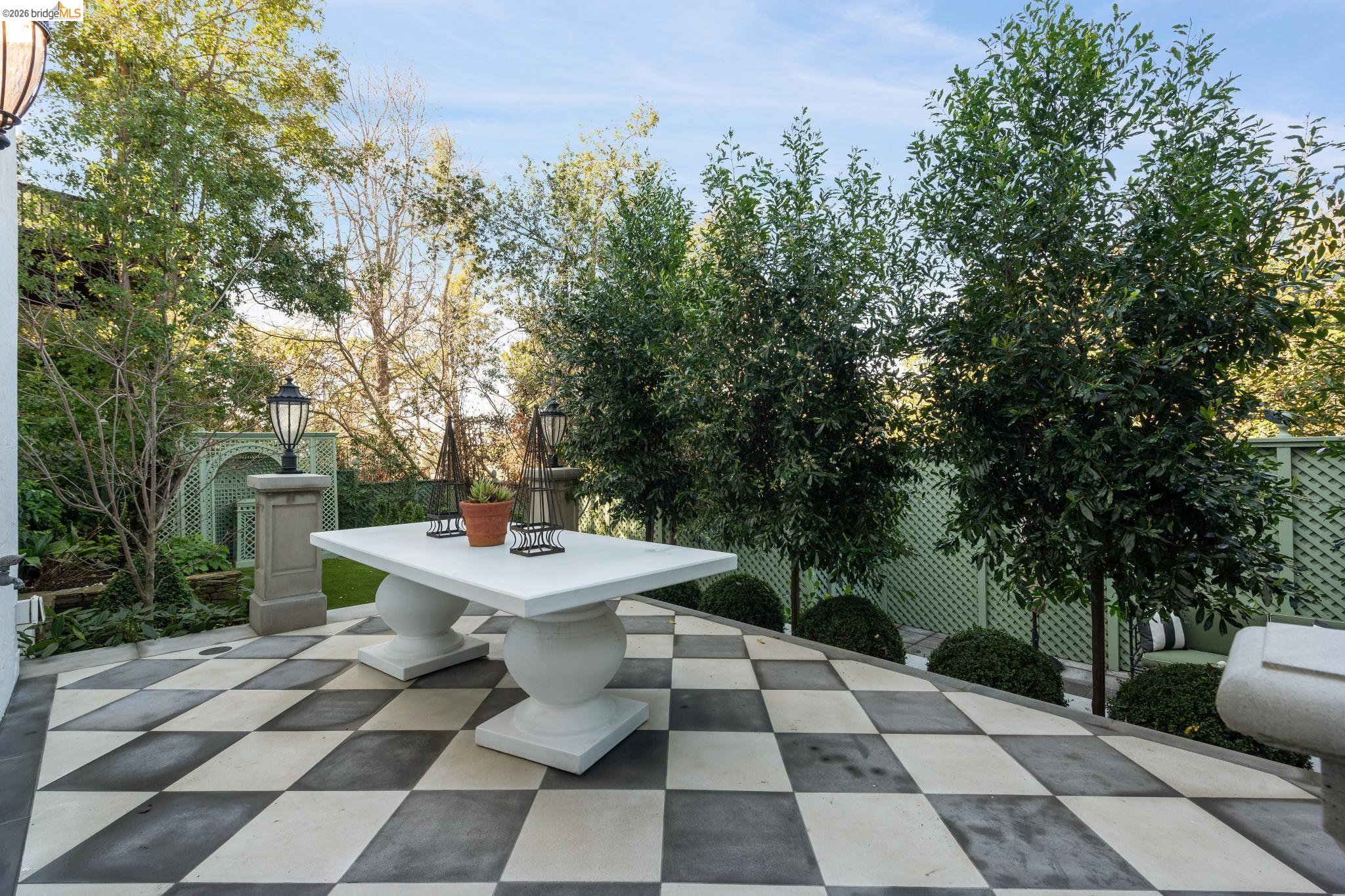 906 Paramount Road Oakland, CA 94610 - Photo 41 of 60 a white bench sitting in a middle of a patio