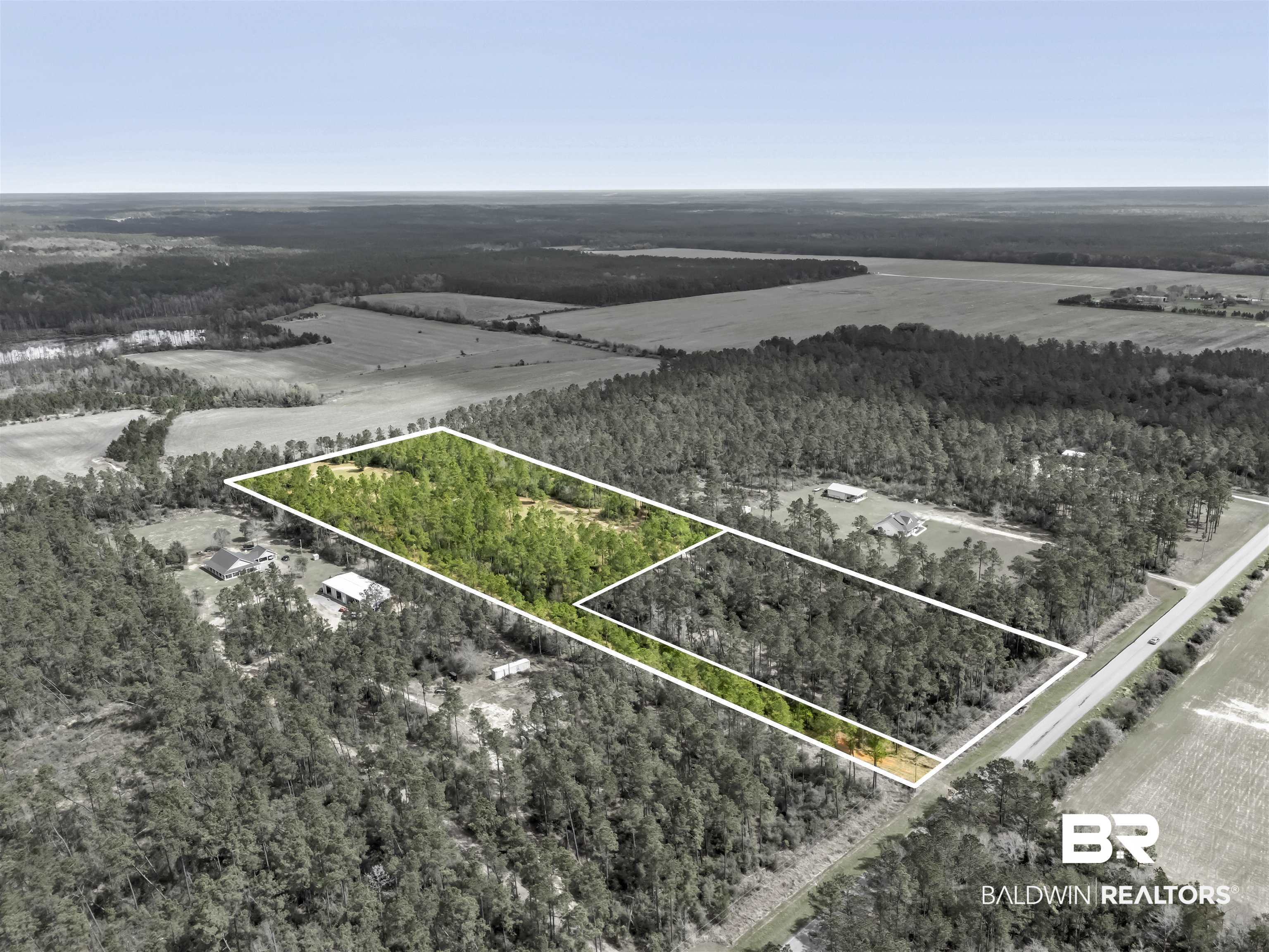 30247 Gardner Road Elberta, AL 36530 - Photo 2 of 19 View of rural area with property boundaries highlighted and rows of crops