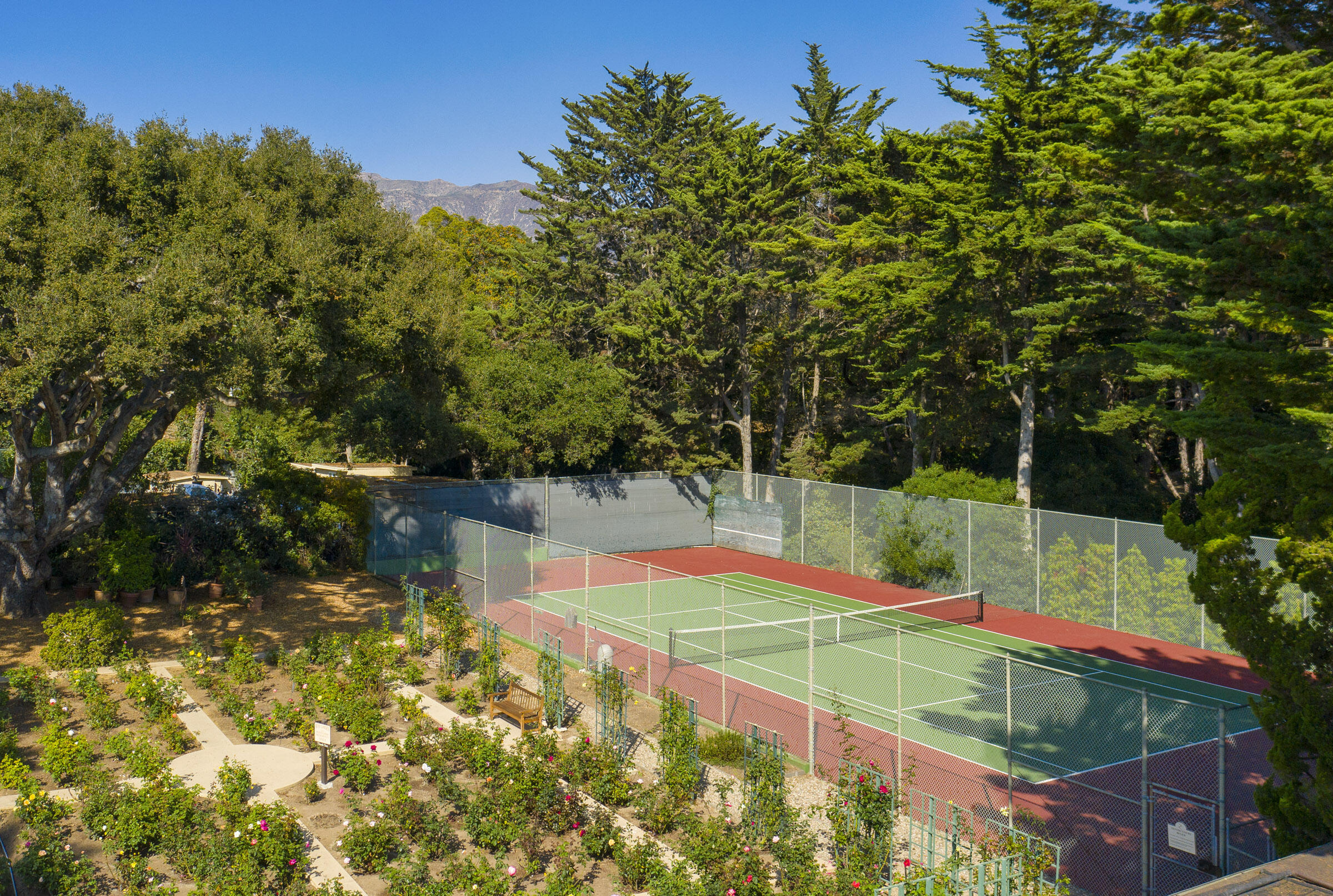 1300 Plaza Pacifica Montecito Ca Montecito, CA 93108 - Photo 34 of 35 Tennis Court and Rose Garden
