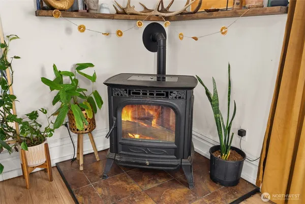 a living room with furniture and potted plant