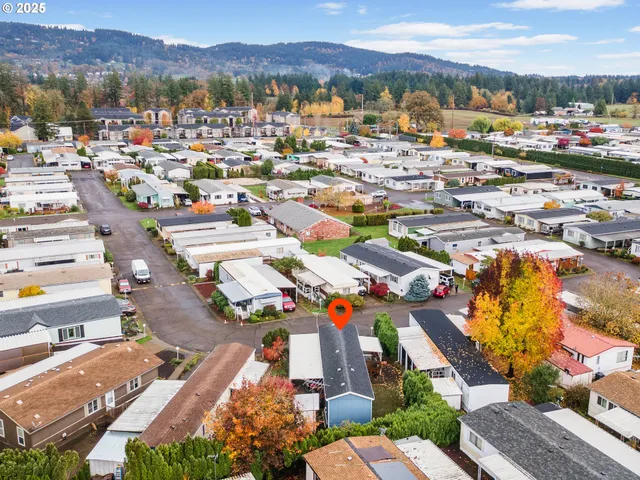 an aerial view of a residential houses with outdoor space