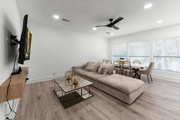 a living room with furniture