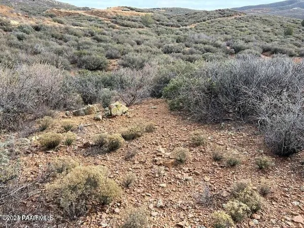 an aerial view of mountain with side of green