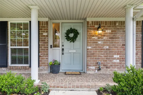 a potted plant sitting in front of a house