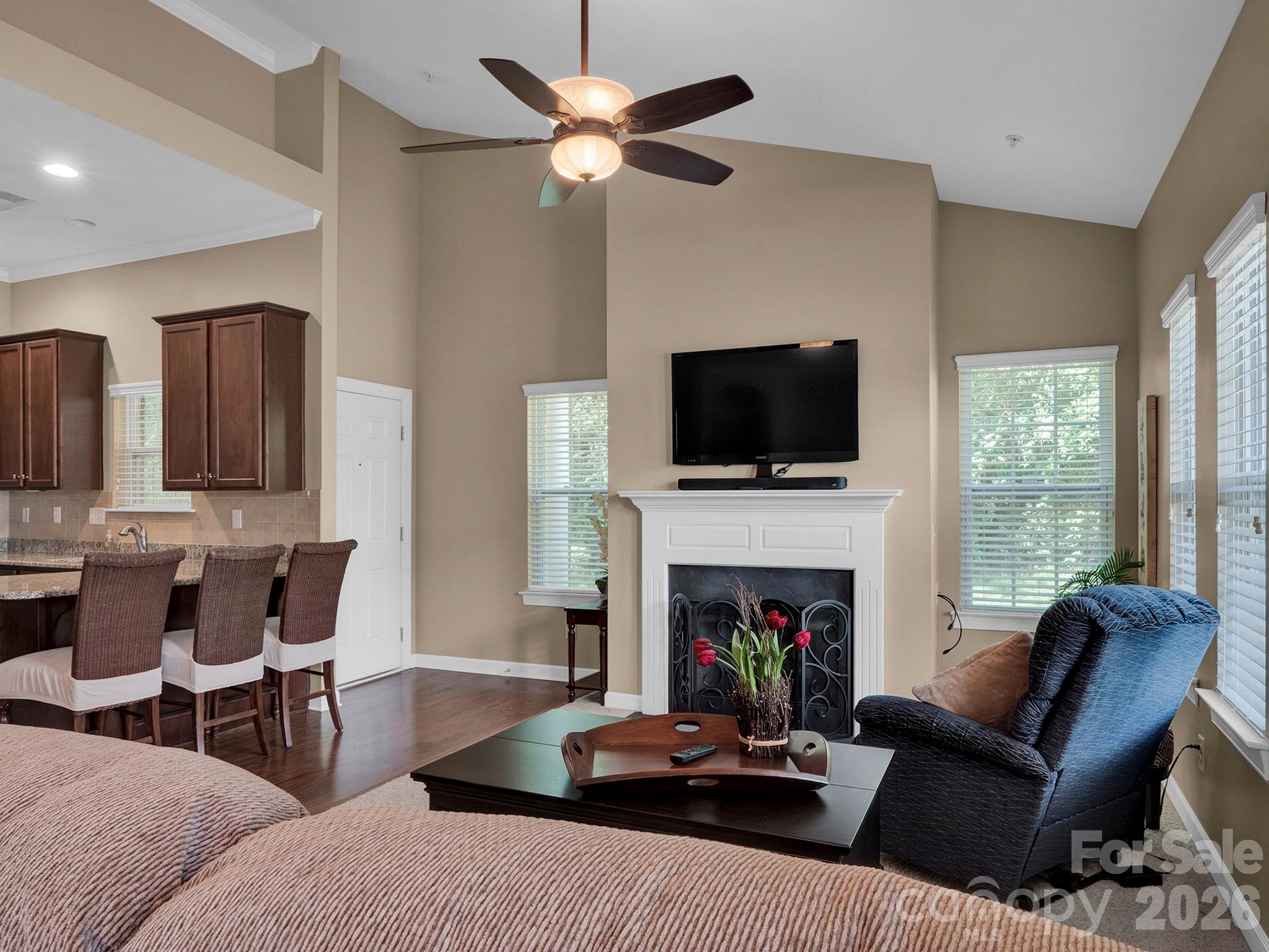 14726 Intermilan Way Charlotte, NC 28277 - Photo 14 of 38 a living room with furniture a fireplace and a flat screen tv