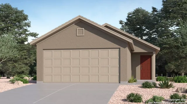 a view of a house with a garage