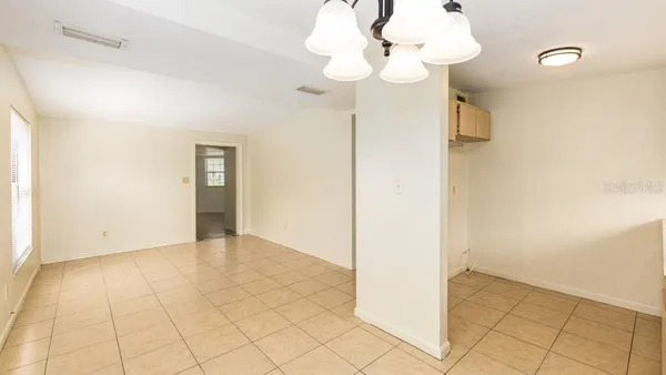 a view of a small space with window