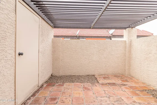 a backyard of a building