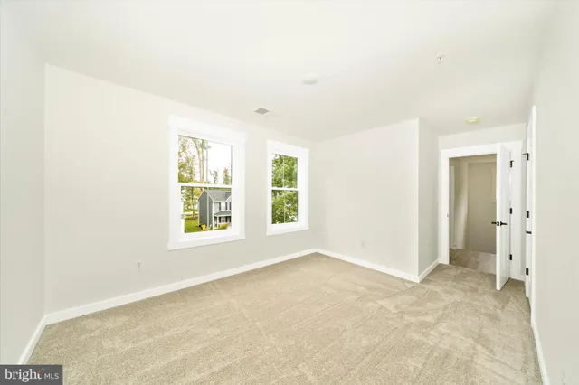 a view of a yard with plants and trees