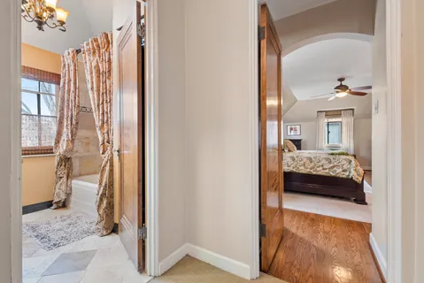 a view of a bedroom from balcony