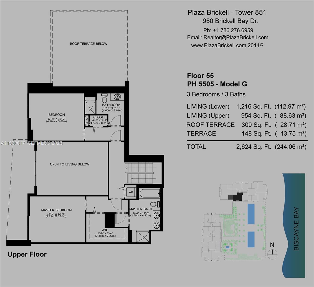 950 Brickell Bay Drive, Unit 5505 Miami, FL 33131 - Photo 32 of 63 Floor Plan Upper Floor