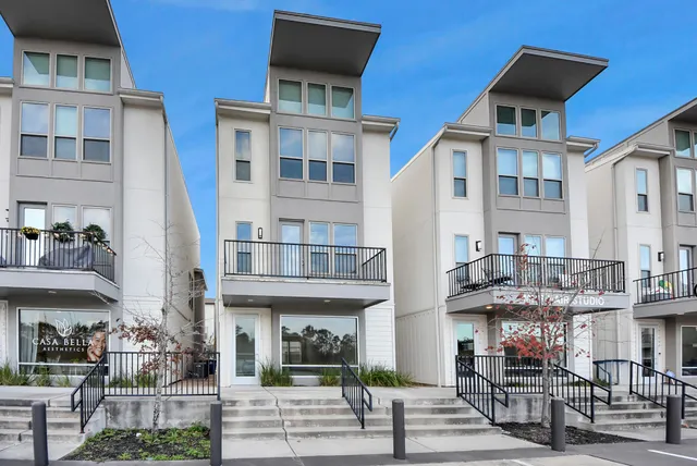 a front view of a building and a street
