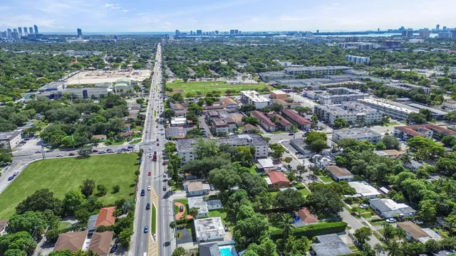 an aerial view of a city with lots of residential buildings