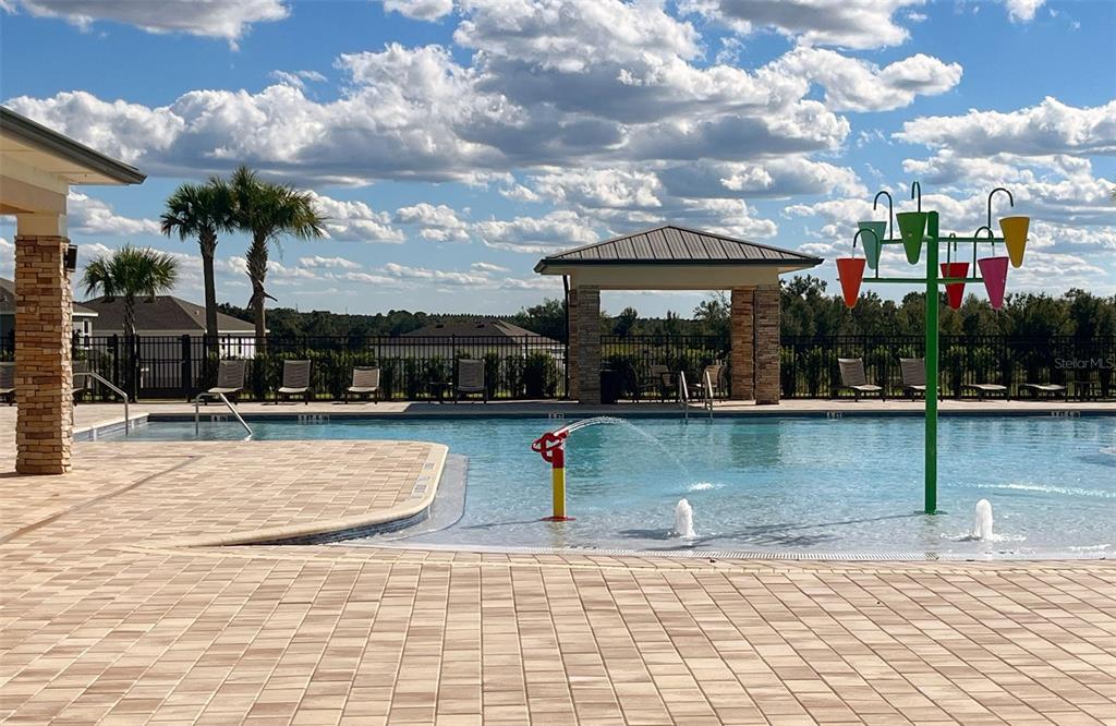 6863 Spanish Imperial Street Howey-in-the-Hills, FL 34737 - Photo 8 of 10 a view of swimming pool with lawn chairs and plants