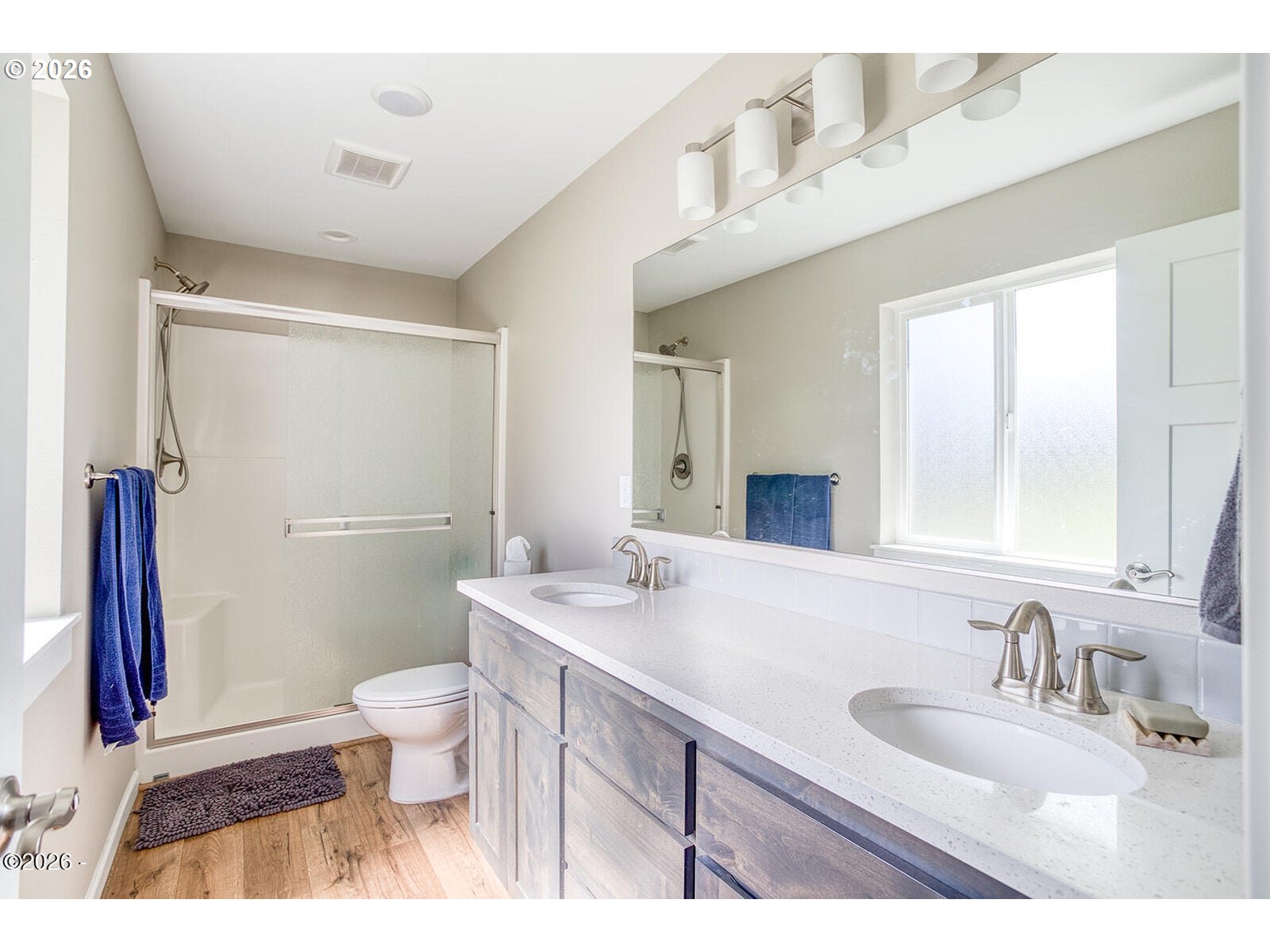 33803 Highway 22 Hebo, OR 97122 - Photo 20 of 40 a bathroom with a granite countertop sink mirror vanity and toilet