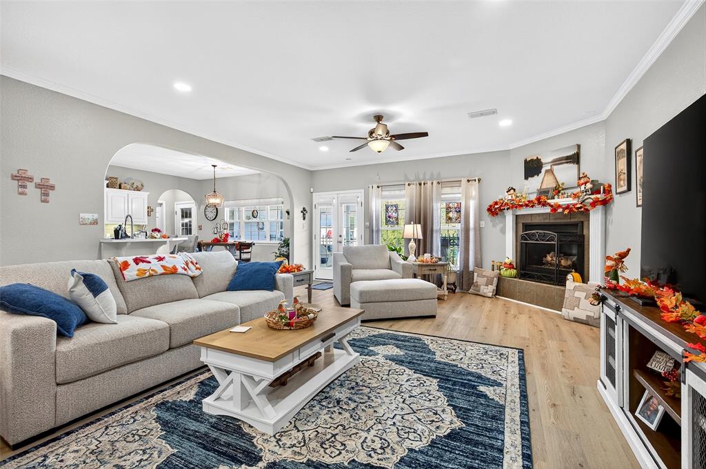 202 Hillside Lindsay, TX 76250 - Photo 7 of 37 a living room with furniture and a fireplace