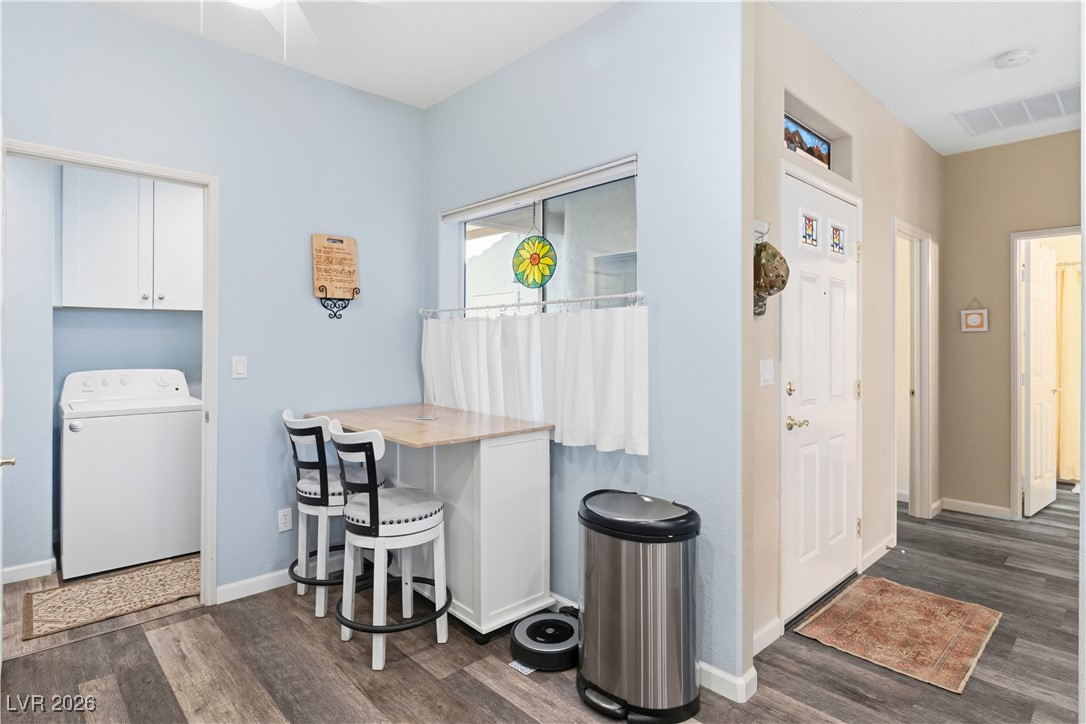 3350 Pheasant Canyon Way, Unit 1008 Laughlin, NV 89029 - Photo 19 of 80 breakfast nook in kitchen featuring leading to laundry room with washer / dryer