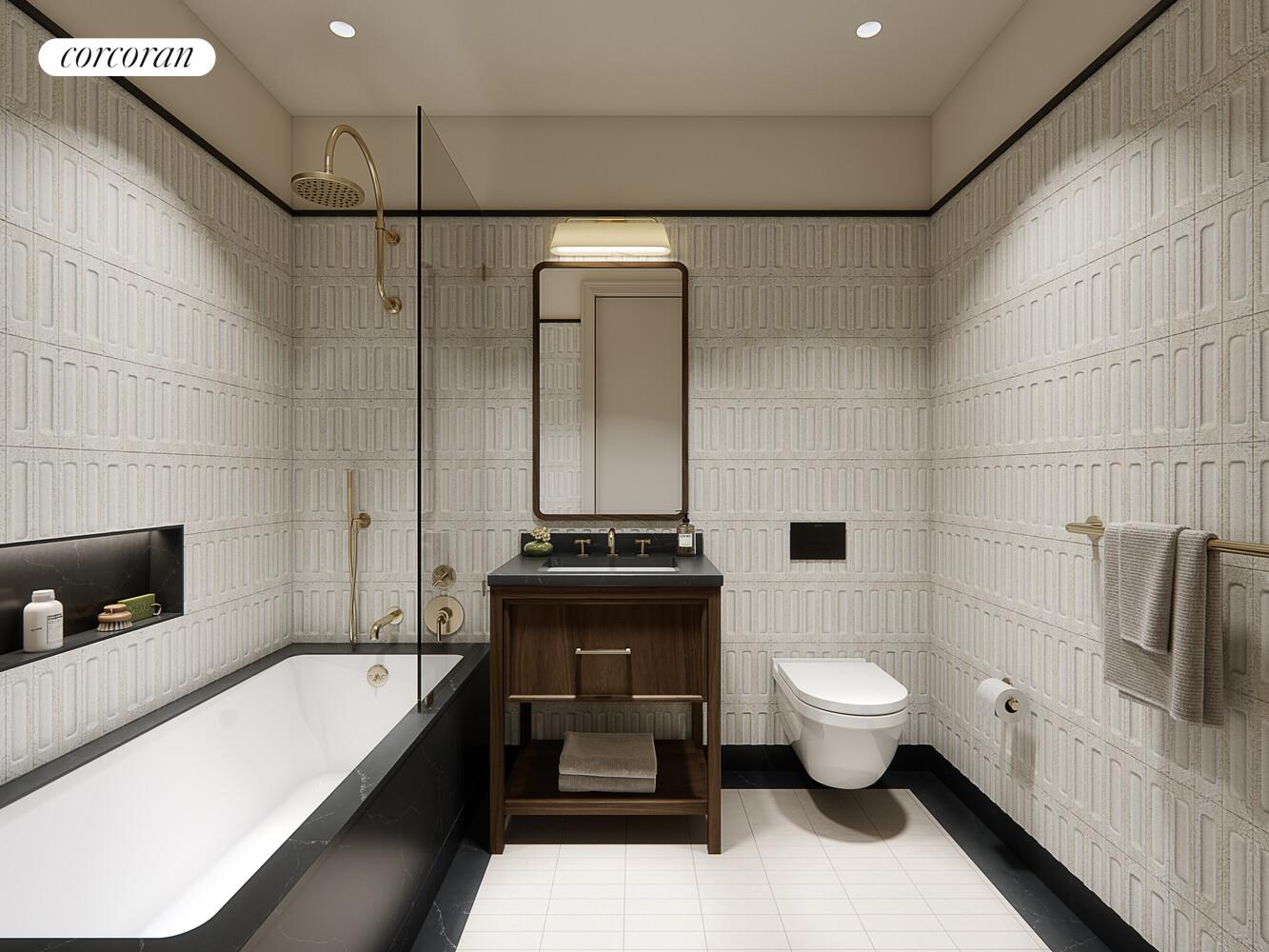 127 Kent Avenue, Unit 3K Brooklyn, NY 11249 - Photo 8 of 18 a bathroom with a sink toilet and shower