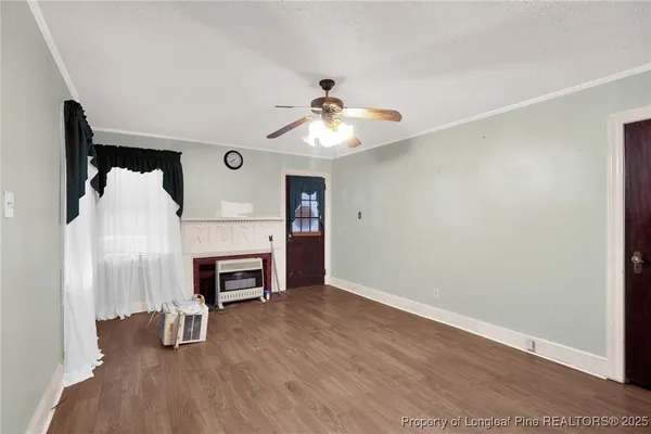 a view of a livingroom with a fireplace