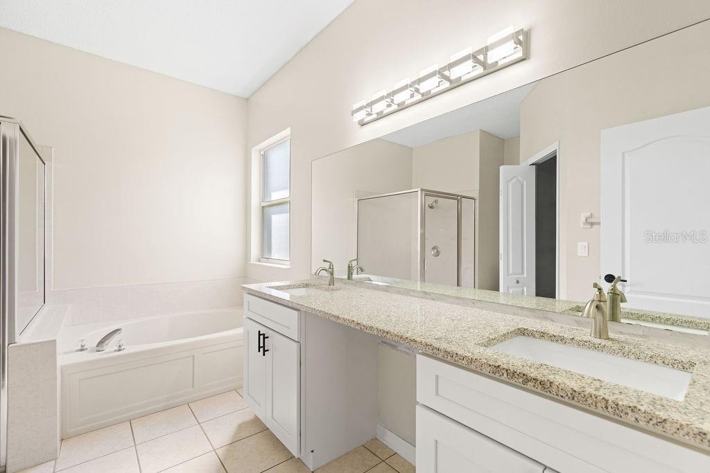 10641 Firebrick Court Trinity, FL 34655 - Photo 21 of 47 a bathroom with a granite countertop sink mirror and bathtub