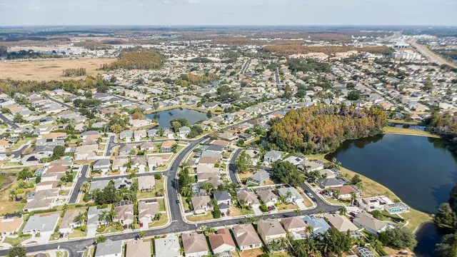 an aerial view of a house