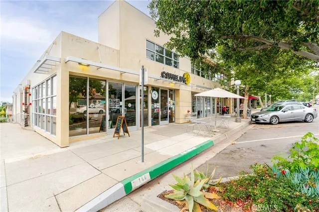 a front view of a building with glass door