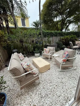 a view of a patio with a chairs in a patio