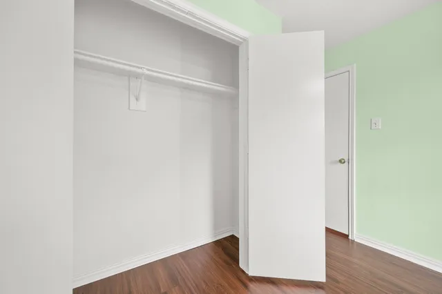 a view of small space with wooden floor