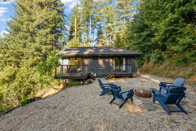 a view of a house with backyard porch and sitting area