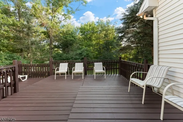 a view of a park with large trees